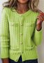 Women Cotton Plain Long Sleeve Comfy Casual Cardigan