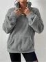 Vintage Mock Neck Plain Sweatshirt Split Joint