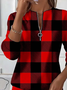 Casual Crew Neck Plaid Sweatshirt Printing