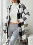 Women Spring/Fall Outerwear Casual Geometric Long Sleeve Hoodie Jacket