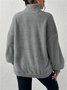 Vintage Mock Neck Plain Sweatshirt Split Joint