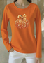 Casual Halloween Crew Neck Long Sleeve T-shirt