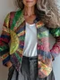 Women Abstract Long Sleeve Comfy Vintage Printing Cardigan