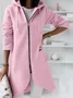 Women Spring/Fall Outerwear Vintage Split Joint Plain Long Sleeve Hoodie Jacket
