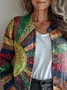 Women Abstract Long Sleeve Comfy Vintage Printing Cardigan