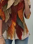 Casual Leaf Crew Neck Long Sleeve T-shirt