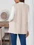 Embossed Street Plain Regular Fit Double-sided Collarless Plush Pocket Casual Cardigan Vest