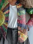 Women Abstract Long Sleeve Comfy Vintage Printing Cardigan
