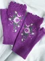 Knitted Boho Floral Autumn And Winter Ins Embroidered Women's Warm Gloves Bee Flower Adult Knitted Gloves Embroidered Wool Gloves