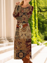 Women Floral Spring/Fall Dress Crew Neck Long Sleeve T-Shirt Dress A-Line Dress