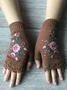 Knitted Boho Floral Autumn And Winter Ins Embroidered Women's Warm Gloves Bee Flower Adult Knitted Gloves Embroidered Wool Gloves