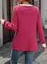 Casual Color Block Crew Neck Long Sleeve T-shirt