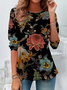 Casual Floral Crew Neck Long Sleeve T-shirt