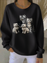 Casual Crew Neck Animal Sweatshirt