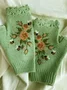 Knitted Boho Floral Autumn And Winter Ins Embroidered Women's Warm Gloves Bee Flower Adult Knitted Gloves Embroidered Wool Gloves