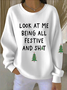 Casual Crew Neck Text Letters Sweatshirt