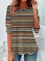 Casual Striped Crew Neck Long Sleeve T-shirt