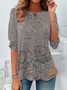 Casual Floral Crew Neck Long Sleeve T-shirt