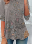 Casual Floral Crew Neck Long Sleeve T-shirt