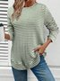 Casual Striped Crew Neck Long Sleeve T-shirt