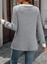 Casual Color Block Crew Neck Long Sleeve T-shirt
