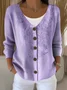 Women Knitted Gradient Pattern Long Sleeve Comfy Vintage Cardigan