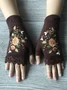 Knitted Boho Floral Autumn And Winter Ins Embroidered Women's Warm Gloves Bee Flower Adult Knitted Gloves Embroidered Wool Gloves