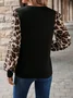 Casual Color Block Crew Neck Long Sleeve T-shirt