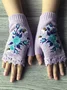 Knitted Boho Floral Autumn And Winter Ins Embroidered Women's Warm Gloves Bee Flower Adult Knitted Gloves Embroidered Wool Gloves
