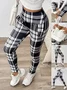 Women Plaid Casual Winter Printing Long Leggings