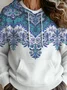 Women Geometric Long Sleeve Comfy Vintage Sweater