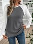 Casual Color Block Crew Neck Long Sleeve T-shirt