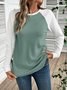 Casual Color Block Crew Neck Long Sleeve T-shirt