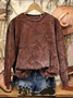 Casual Crew Neck Floral Sweatshirt Printing