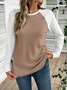 Casual Color Block Crew Neck Long Sleeve T-shirt