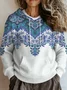 Women Geometric Long Sleeve Comfy Vintage Sweater