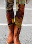 Women Maple Leaf Casual All Season Printing Long Leggings
