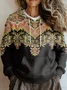 Women Geometric Long Sleeve Comfy Vintage Sweater