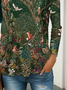 Casual Floral Crew Neck Long Sleeve T-shirt