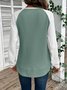 Casual Color Block Crew Neck Long Sleeve T-shirt