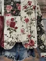 Casual Crew Neck Floral Sweatshirt Printing
