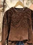 Casual Crew Neck Floral Sweatshirt Printing