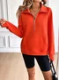 Casual V Neck Plain Sweatshirt