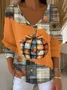 Casual Halloween (pumpkin) V Neck Long Sleeve T-shirt
