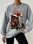 Casual Crew Neck Christmas Sweatshirt