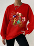 Casual Crew Neck Floral Sweatshirt