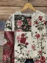Casual Crew Neck Floral Sweatshirt Printing