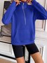 Casual V Neck Plain Sweatshirt