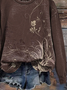 Casual Crew Neck Floral Sweatshirt Printing