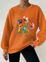 Casual Crew Neck Floral Sweatshirt